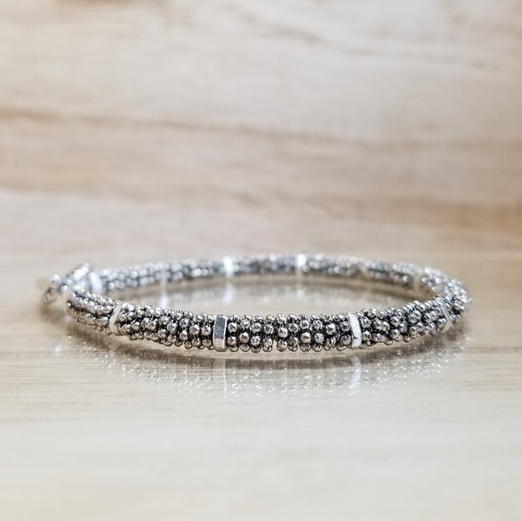 Ladies Beaded Silver Toggle Bracelet - Picture 3 of 12